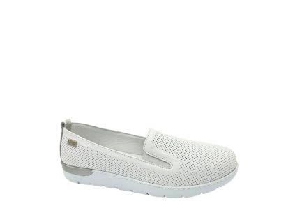 LOOKE mokasíny perforované bílé kožené | L1052 03 CELIE