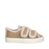 INUIKII dámské tenisky zateplené kožené béžové | SHEARLING LOW VELCRO BEIGE