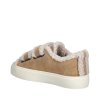 INUIKII dámské tenisky zateplené kožené béžové | SHEARLING LOW VELCRO BEIGE