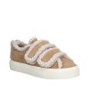INUIKII dámské tenisky zateplené kožené béžové | SHEARLING LOW VELCRO BEIGE