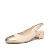 ARA dámské lodičky s volnou patou a zlatou špičkou kožené béžové | 12-35823-11