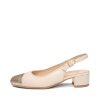 ARA dámské lodičky s volnou patou a zlatou špičkou kožené béžové | 12-35823-11