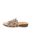 THINK! dámské pantofle na korku béžové metalické kožené | 3-000247-4010