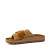 FANTASY SANDALS dámské pantofle hnědé kožené-raffia | S335 KORINA TAMPA RAFFIA