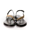 CARYATIS dámské sandálky se zlatým zdobením černé kožené | 621609 BLACK-GOLD