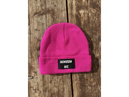 Čepice NEMUSÍM NIC - Neon Pink