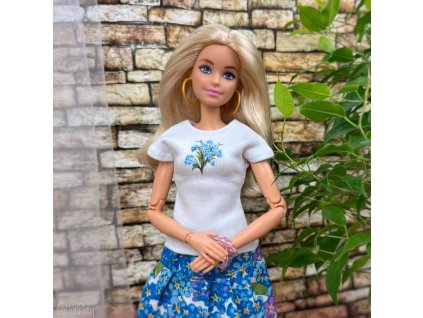 Pomněnky - tričko pro Barbie, bílé