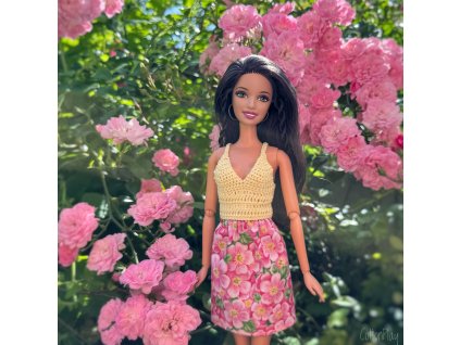 Suknička pro Barbie - plané růžičky