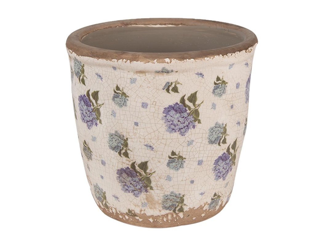 Keramický květináč VINTAGE GRACE Clayre & Eef 6CE1638M Ø 14x13 cm