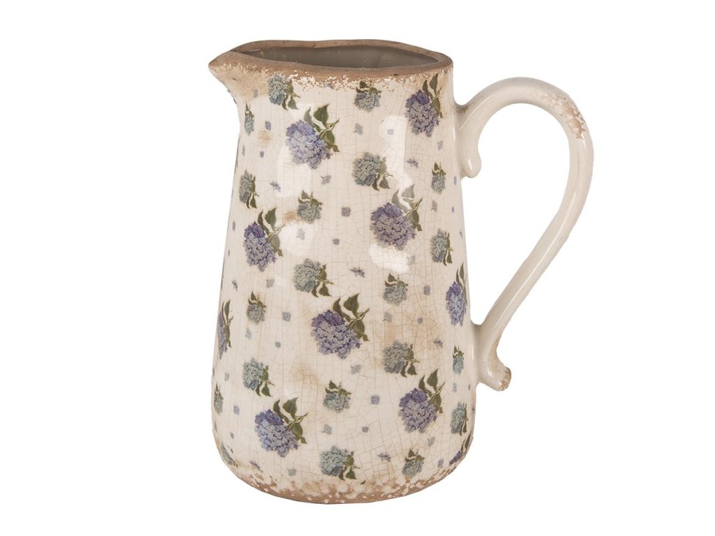 Dekorativní keramický džbánek VINTAGE GRACE Clayre & Eef 6CE1640L 21x15x23 cm