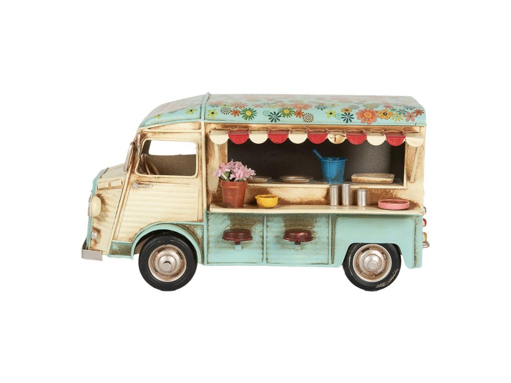 Dekorativní vintage minibus s občerstvením Clayre & Eef 6Y5877 26x14x14 cm