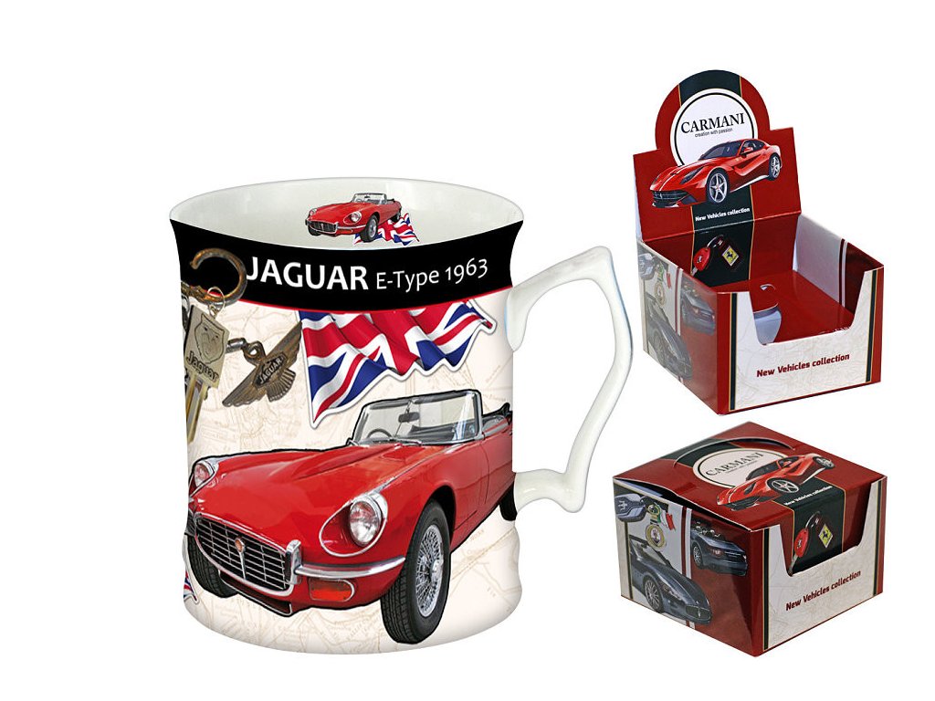 Carmani - Porcelánový hrníček auto Jaguar E-Type 1963 v dárkové krabičce - 480 ml
