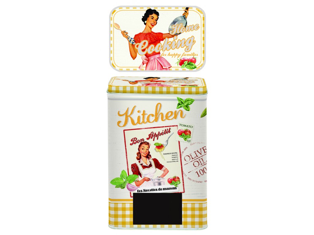 Easy Life - Plechová kuchyňská dóza Vintage Home střední - 9,5*6,5*14,5 cm