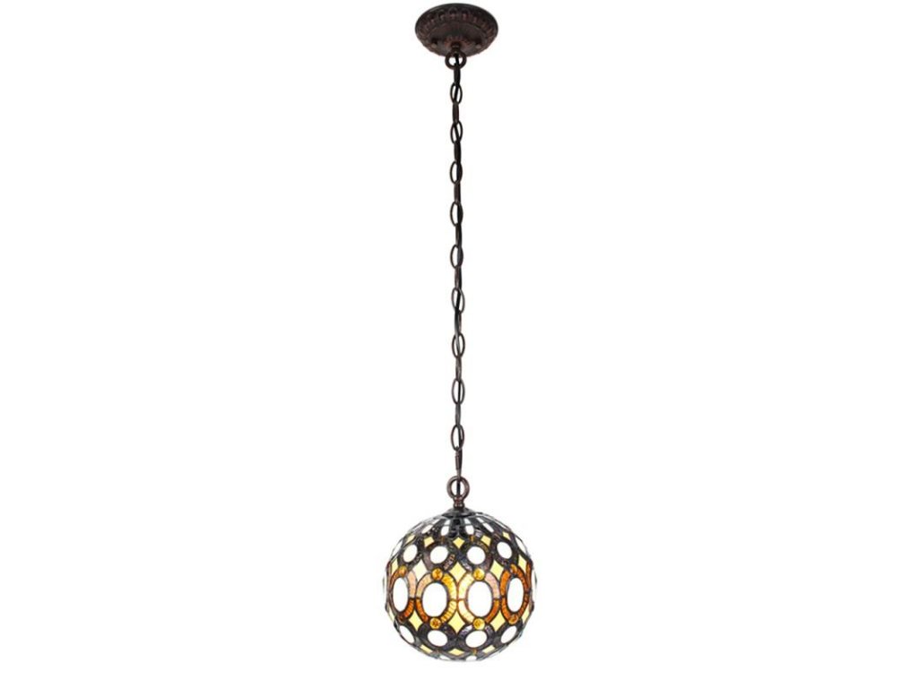 Závěsná lampa Tiffany VINTAGE CIRCLES Clayre & Eef 5LL-6270 Ø 20x116 cm E14/max 1x25W