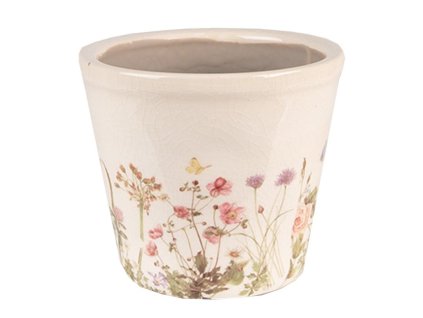 Keramický květináč BLOOMING SPRING Clayre & Eef 6CE1555S Ø 12x10 cm