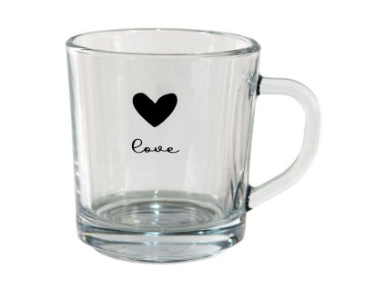 Skleněný hrníček LOVE BIRDS Clayre & Eef 6GL3709 11*8*9 cm / 250 ml
