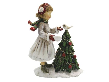 Dekorativní figurka děvčátka u stromečku Clayre & Eef 6PR2786 9*5*12 cm