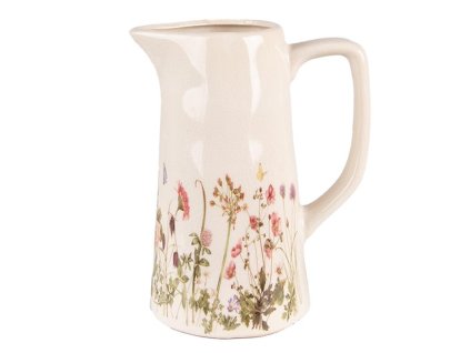 Dekorativní keramický džbánek BLOOMING SPRING Clayre & Eef 6CE1558M 15x10x19 cm