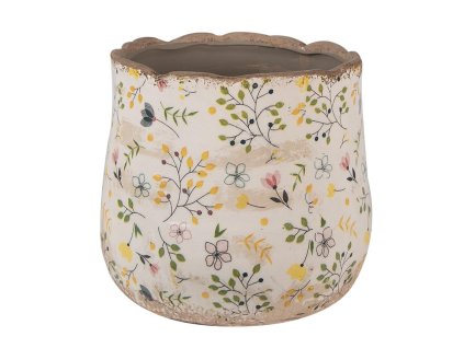 Keramický květináč WILDFLOWER FIELDS Clayre & Eef 6CE1610M Ø 18x16 cm
