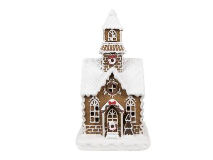 Dekorativní perníková chaloupka s LED osvětlením Clayre & Eef 6PR4974GG 13x11x25 cm/ 3xAAA