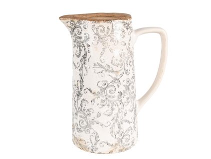 Dekorativní keramický džbánek VINTAGE CURLS Clayre & Eef 6CE1921L 21x14x26 cm