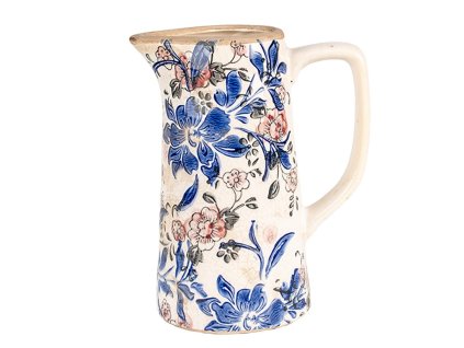 Dekorativní keramický džbánek FAITHFUL FLOWER Clayre & Eef 6CE1923M 16x11x20 cm