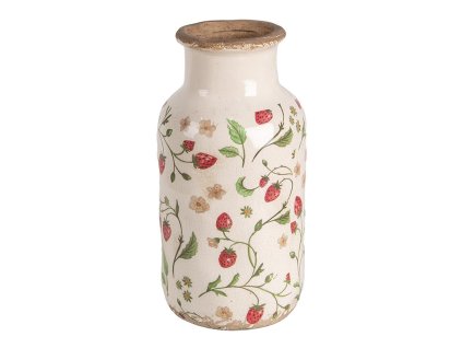Keramická váza WILD STRAWBERRIES Clayre & Eef 6CE1933M Ø 14x26 cm