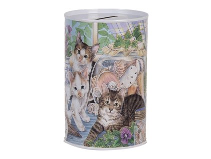 Plechová pokladnička CATS Clayre & Eef 6BL0169 Ø 8x13 cm