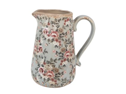Dekorativní keramický džbánek FLOWERS Clayre & Eef 6CE1965L 21x15x23 cm