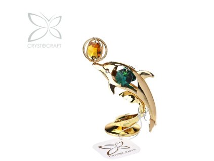 Delfín s míčem 8 cm gold