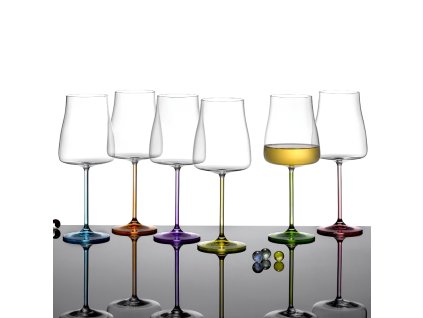 Sklenice na červené víno 600 ml Alex - dekor Rainbow fresh - sklenice 6 ks