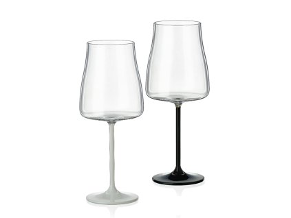 Sklenice na bílé víno 400 ml Alex - dekor Black and White - sada 2 ks