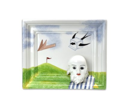 Porcelánová plastika Letecký den - Royal Dux 22,5 x 19 x 3,5 cm