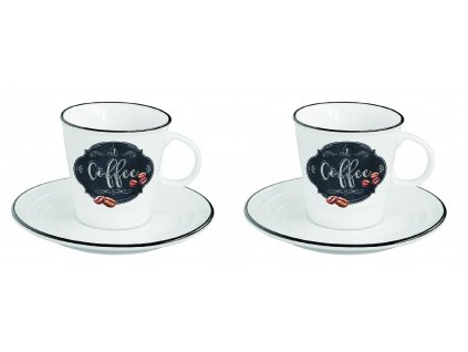 Easy Life - Porcelánové šálky a podšálky na espresso Kitchen Basic - 2*100 ml