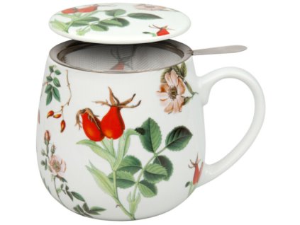 KP - Porcelánový hrnek Hrnek se sítkem My favourite tea rose - šípek - 420ml