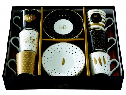Easy Life - Porcelánové šálky a podšálky na kávu Good Morning - 6*100 ml