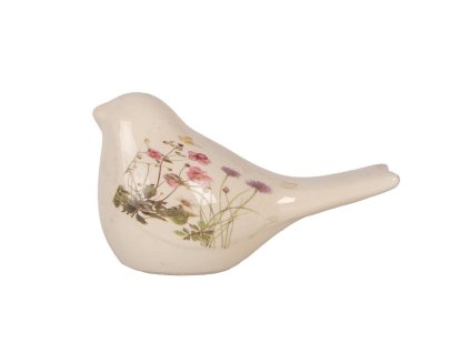 Dekorativní keramický ptáček BLOOMING SPRING Clayre & Eef 6CE1953S 16x7x9 cm