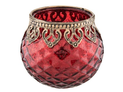 Sklenička na čajovou svíčku Clayre & Eef 6GL2219R Ø 10*10 cm