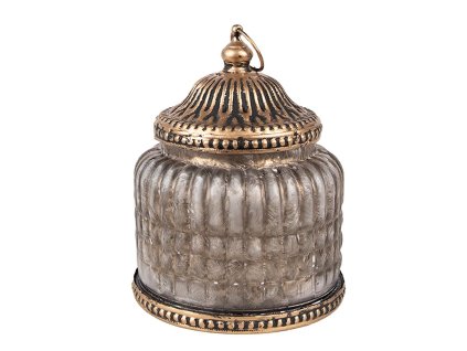 Skleněná lucerna s LED osvětlením Clayre & Eef 6GL4598 Ø 10x13 cm