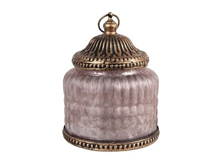 Skleněná lucerna s LED osvětlením Clayre & Eef 6GL4599 Ø 10x13 cm