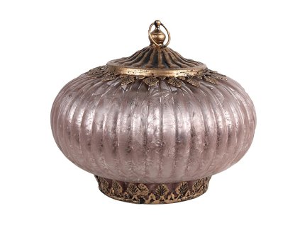 Skleněná lucerna s LED osvětlením Clayre & Eef 6GL4589 Ø 17x14 cm