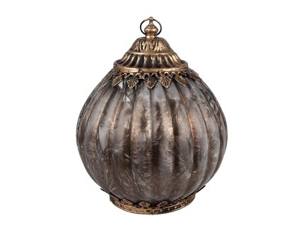 Skleněná lucerna s LED osvětlením Clayre & Eef 6GL4565 Ø 15x20 cm / 2xAAA