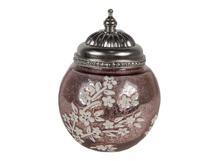 Skleněná lucerna s LED osvětlením Clayre & Eef 6GL4595 Ø 11x15 cm / 2xAAA