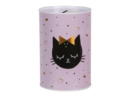 Plechová pokladnička CAT Clayre & Eef 6BL0166 Ø 10x15 cm