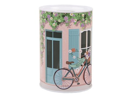 Plechová pokladnička BICYCLE Clayre & Eef 6BL0156 Ø 10x15 cm