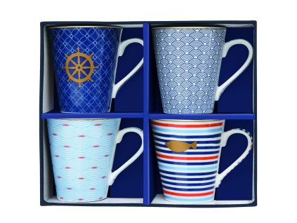 Easy Life - Porcelánové hrnky na kávu Mania Bord De Mer - 4*300 ml