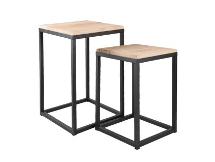 Sada dvou odkládacích stolků dřevo a kov Clayre & Eef 6Y2510 36*36*52 / 31*31*42 cm