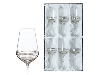 Kalíšky Sandra 350 ml platinová spirála sada 6 ks