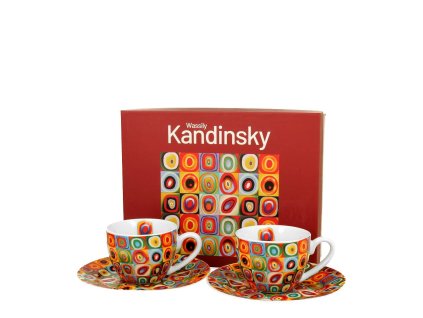 Šálek s podšálkem na espresso - Wassily Kandinsky - Čtverce se soustřednými kruhy - sada 2 ksŠálek s podšálkem na espresso - Wassily Kandinsky - Čtverce se soustřednými kruhy - sada 2 ks