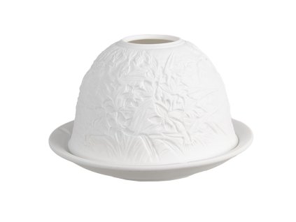 Porcelánový svícen na čajovou svíčku FLOWER Clayre & Eef 6CE1825 Ø 12x8 cm